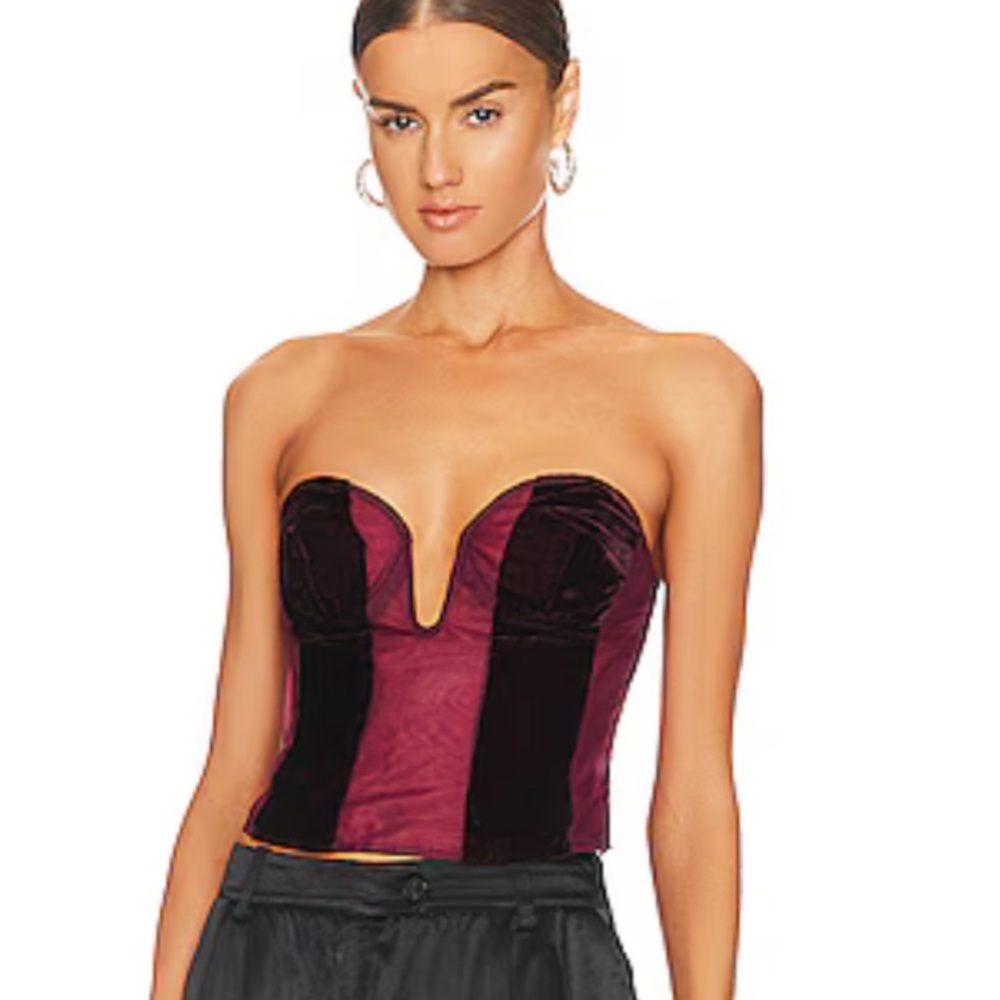 NBD Clarke Crop Top in Burgundy S